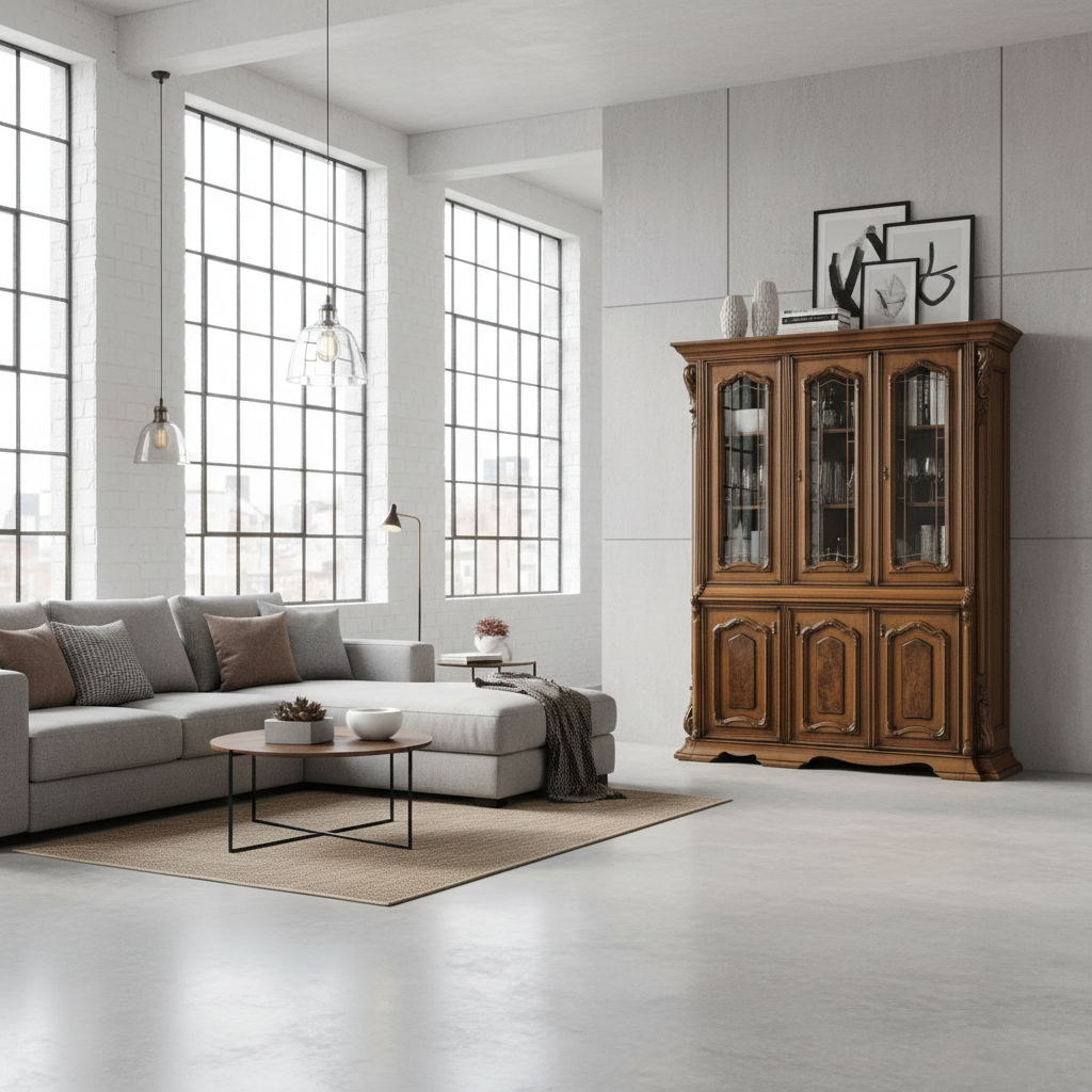 Vitrine Schrank Neubarock Nussbaum 1,78 m – Bild 2