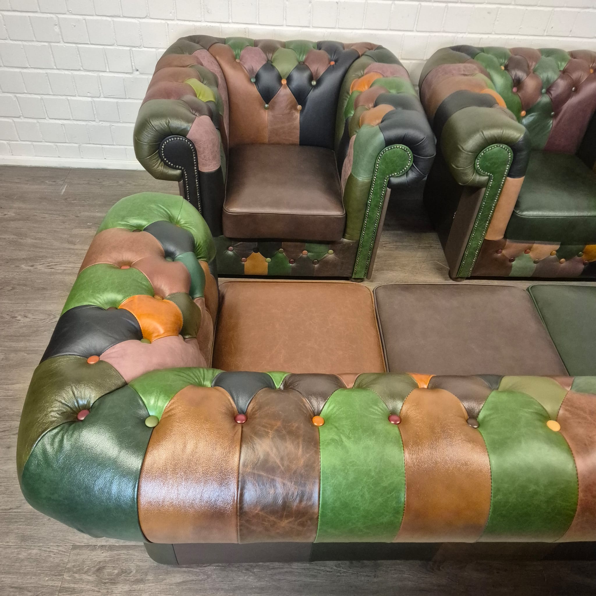 Chesterfield Couchgarnitur Modell Jungle 3-1-1 Leder – Bild 6