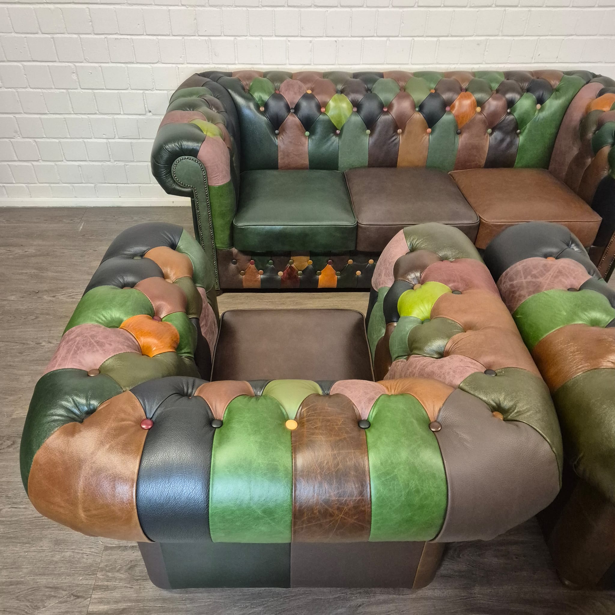 Chesterfield Couchgarnitur Modell Jungle 3-1-1 Leder – Bild 8