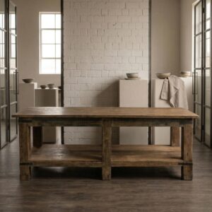 Arbeitstisch Werktisch Teakholz 2,45 m x 0,92 m Antik