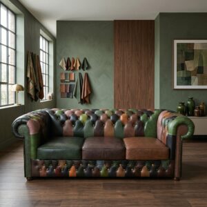 Chesterfield Sofa Couch Leder Modell Jungle 2,25 m