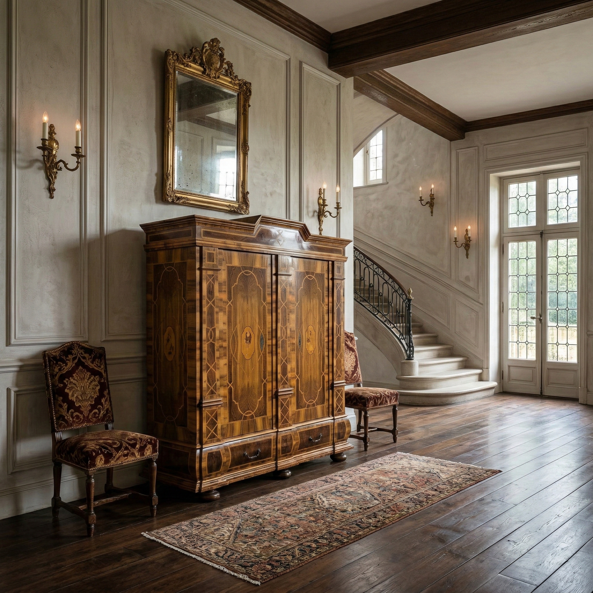 Schrank Kleiderschrank Barock 1780 Nussbaum – Bild 2