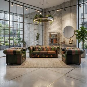 Chesterfield Couchgarnitur Modell Jungle 3-1-1 Leder