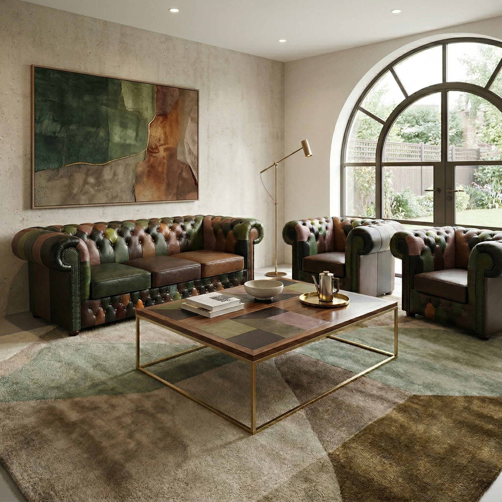 Chesterfield Couchgarnitur Modell Jungle 3-1-1 Leder – Bild 2