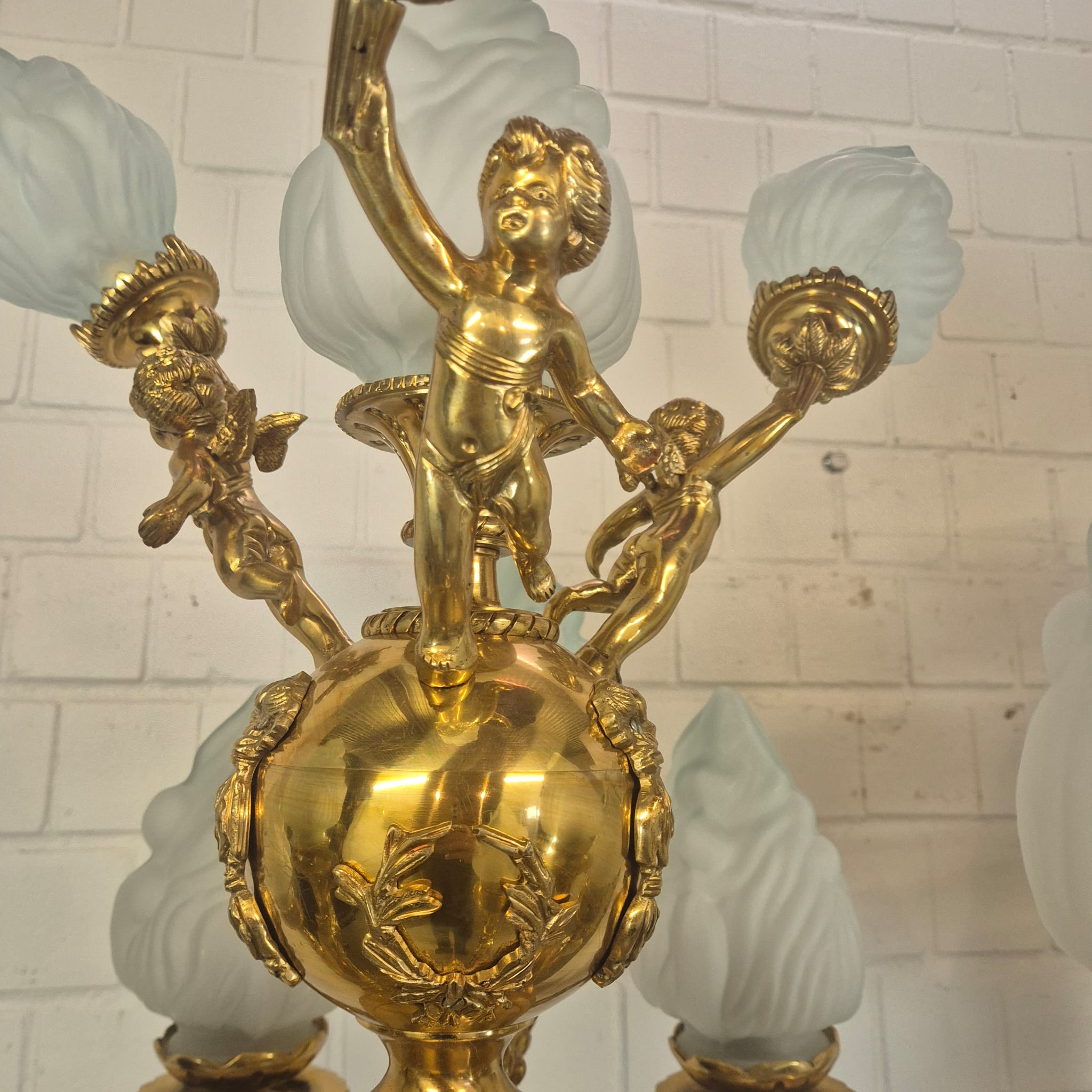 Set Stehlampen Laternen Messing Marmor 2,10 m – Bild 12