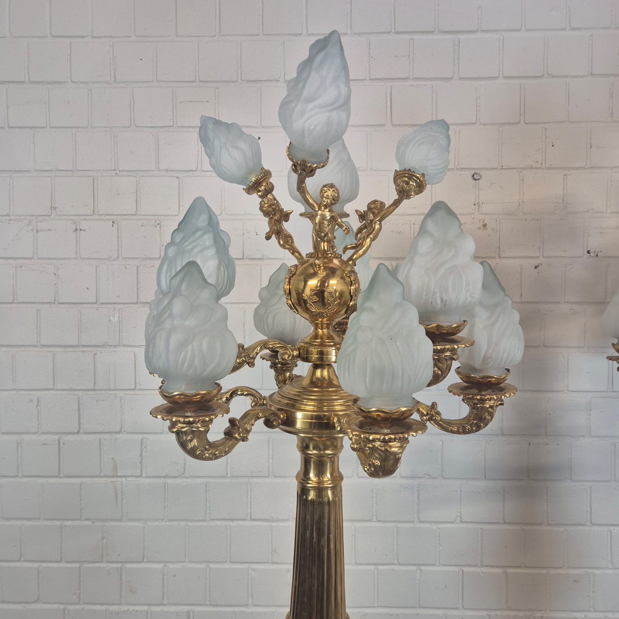 Set Stehlampen Laternen Messing Marmor 2,10 m – Bild 7