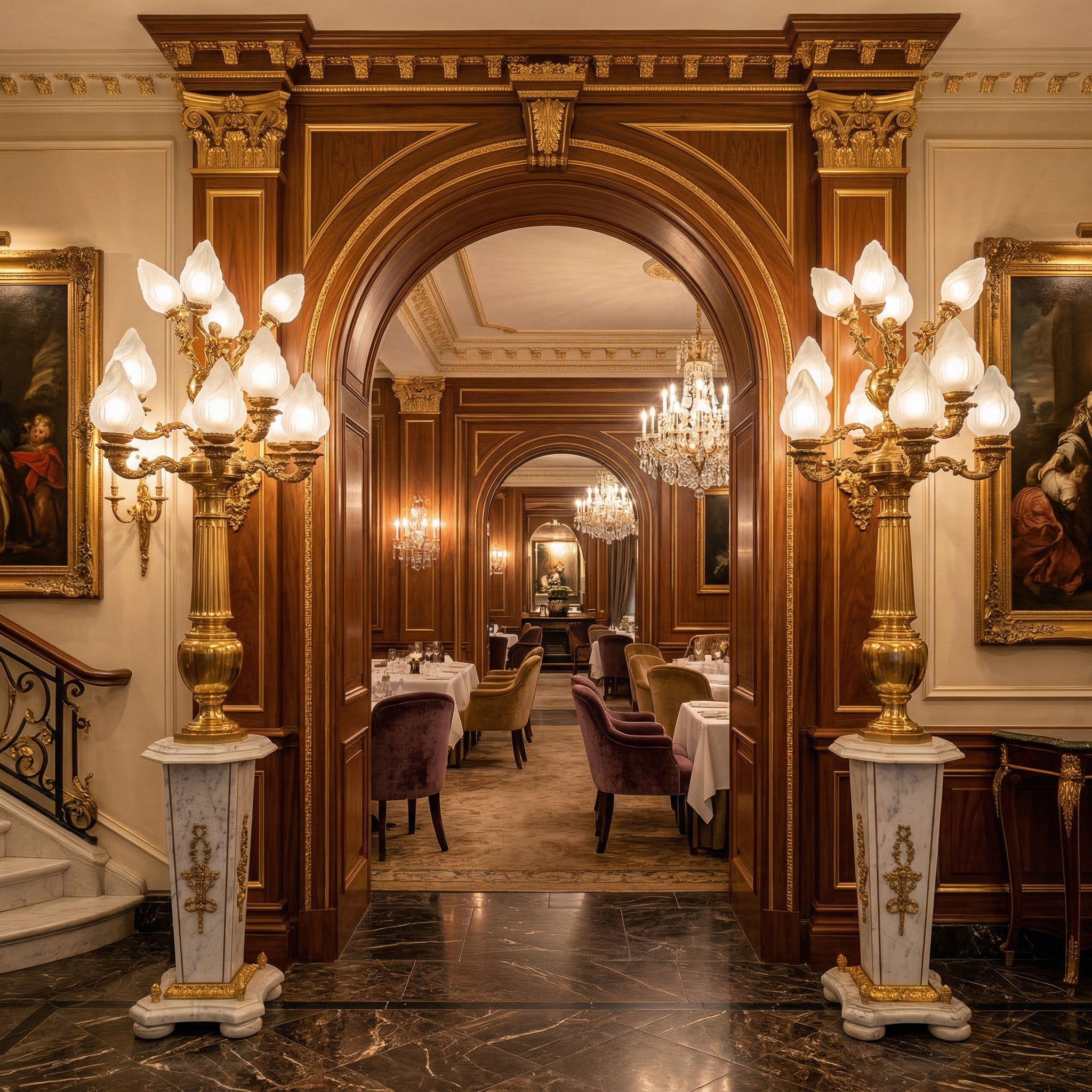 Set Stehlampen Laternen Messing Marmor 2,10 m – Bild 2