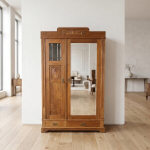 Kleiderschrank Dielenschrank Jugendstil 1910 Nussbaum