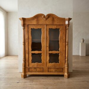 Vitrine Geschirrschrank Biedermeier 1850 Esche