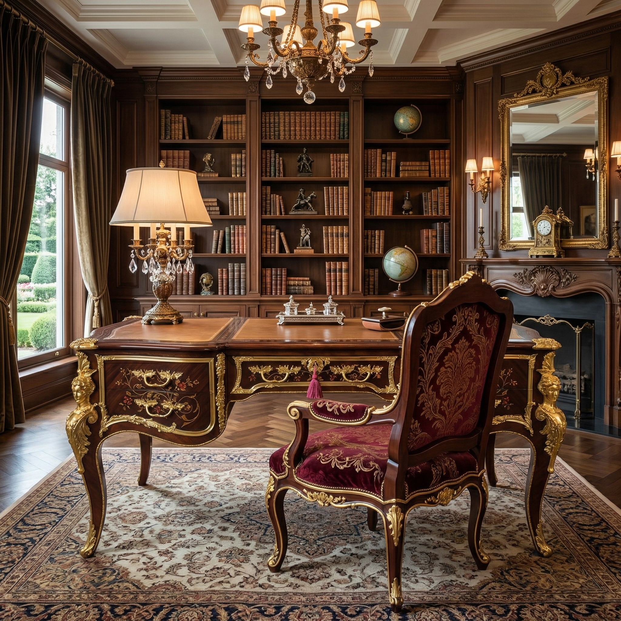 Schreibtisch Rokoko-Stil Nussbaum 1,80 m x 0,84 m – Bild 2