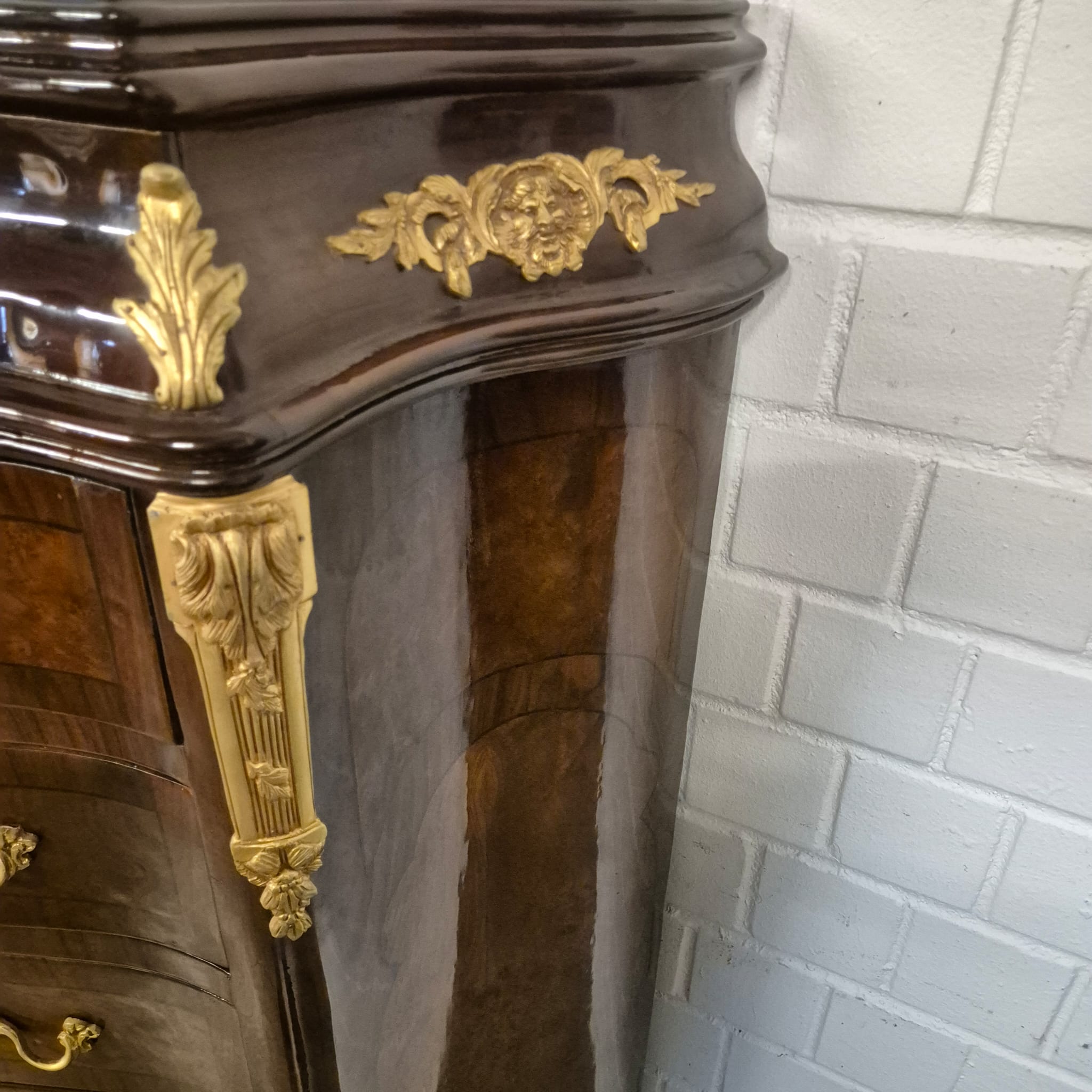 Hochkommode Ladenschrank Nussbaum Barockstil 1,56 m – Bild 13