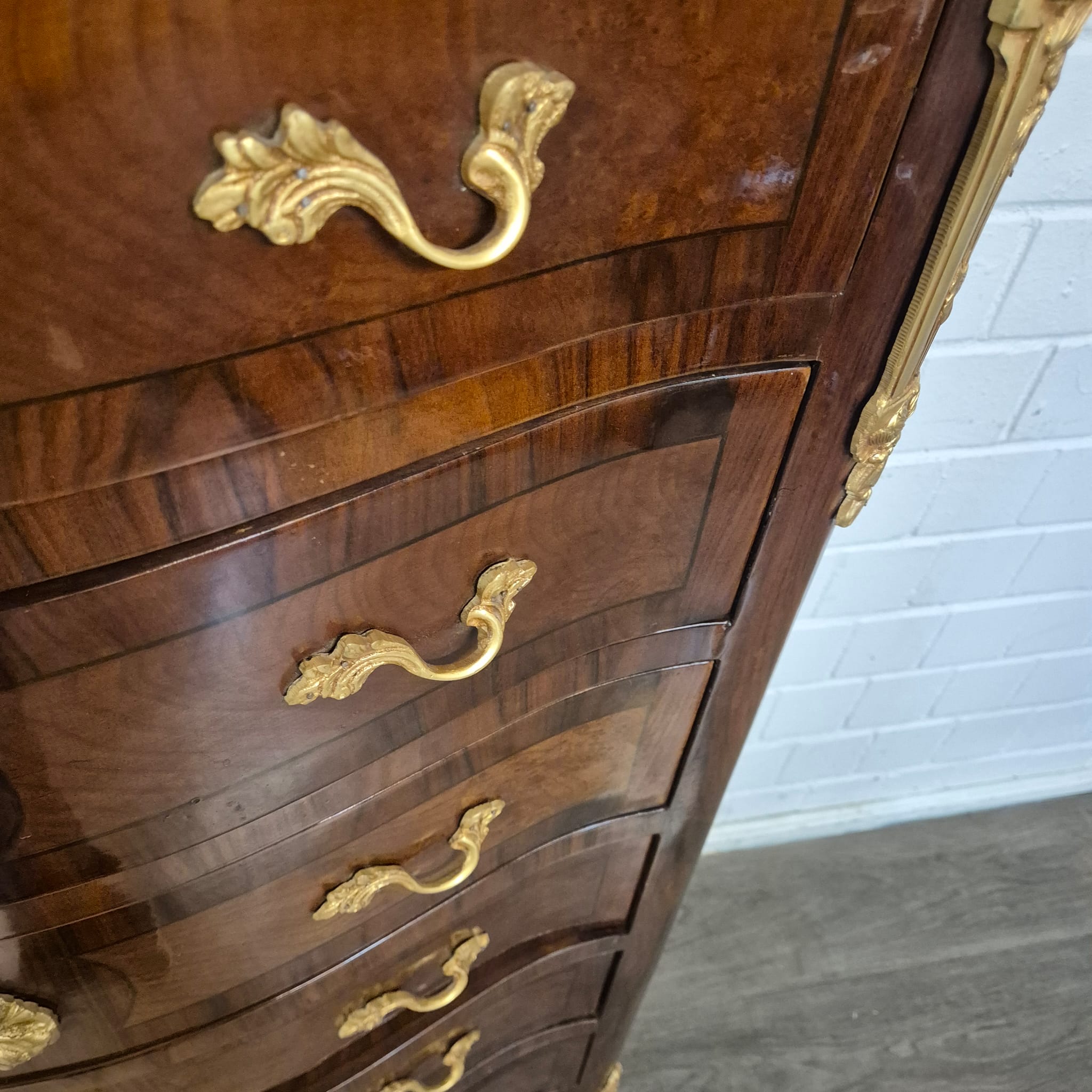 Hochkommode Ladenschrank Nussbaum Barockstil 1,56 m – Bild 7