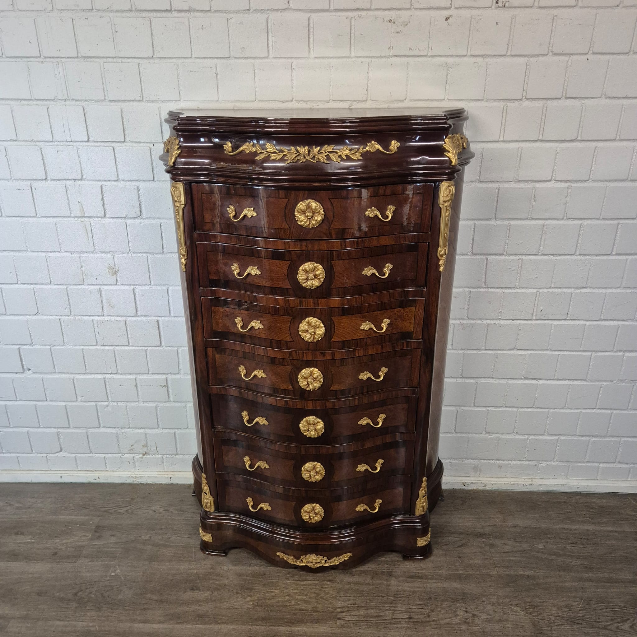 Hochkommode Ladenschrank Nussbaum Barockstil 1,56 m – Bild 3