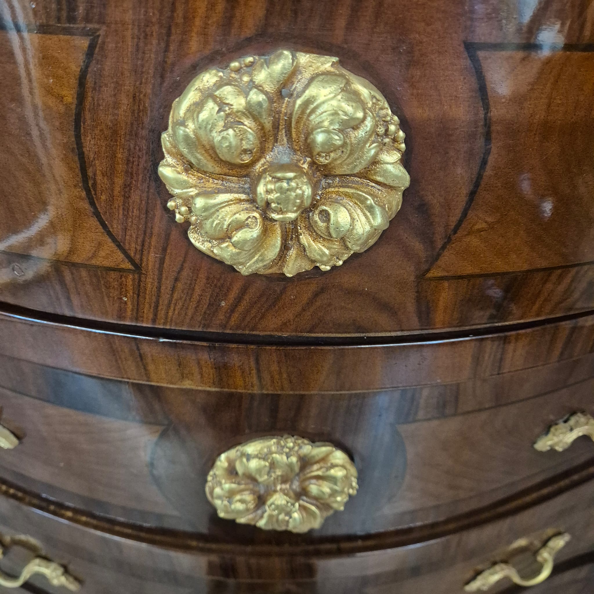 Hochkommode Ladenschrank Nussbaum Barockstil 1,56 m – Bild 10