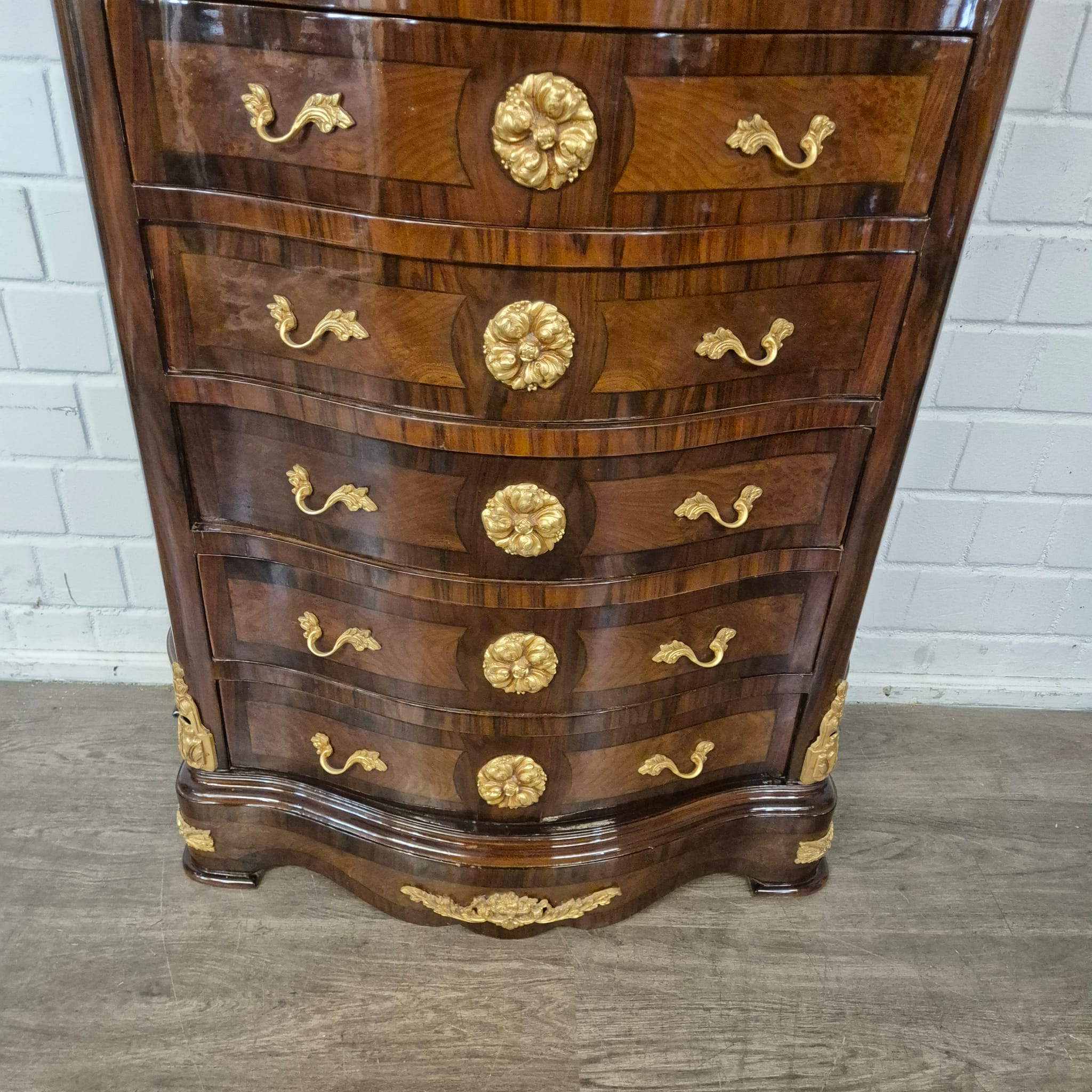 Hochkommode Ladenschrank Nussbaum Barockstil 1,56 m – Bild 9