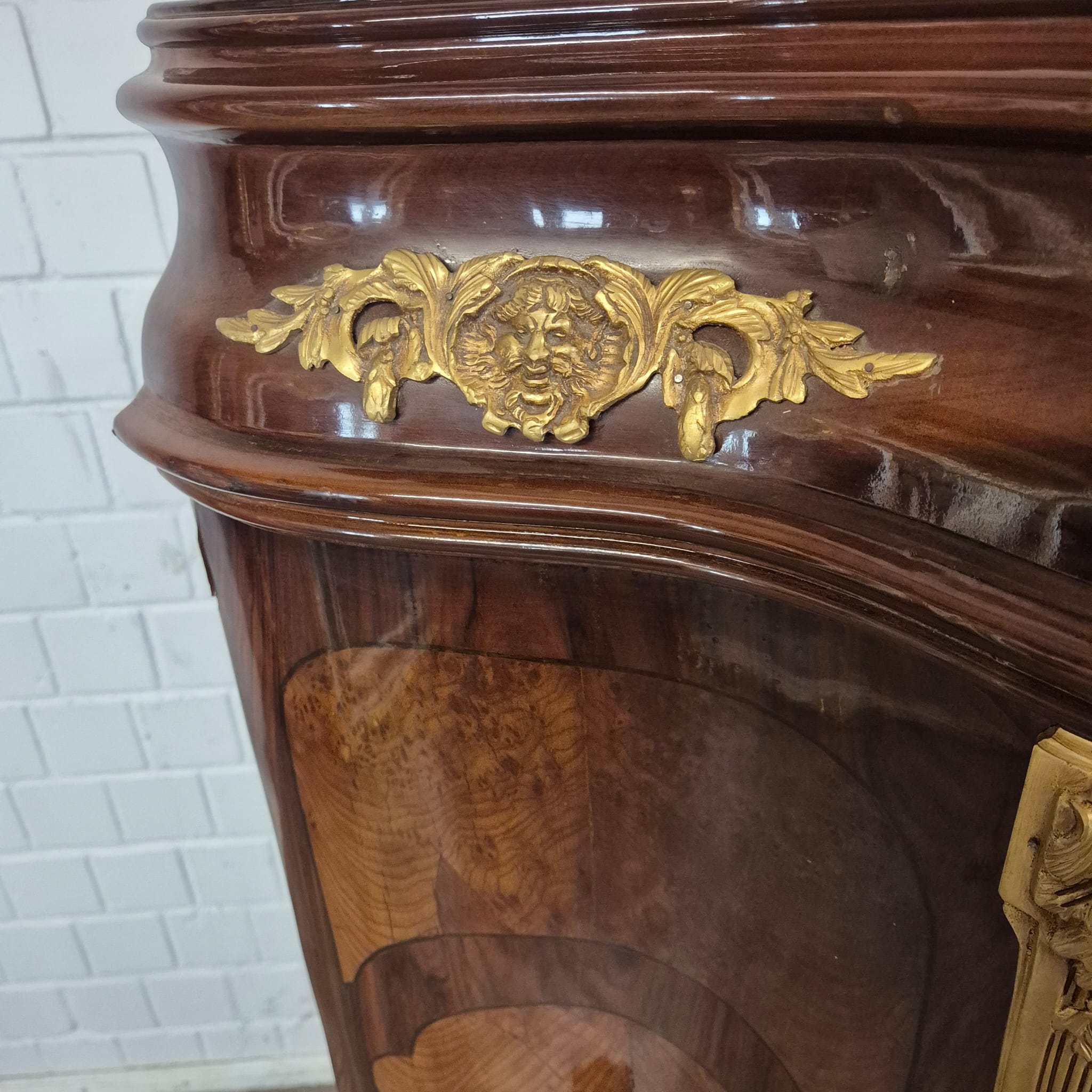 Hochkommode Ladenschrank Nussbaum Barockstil 1,56 m – Bild 15