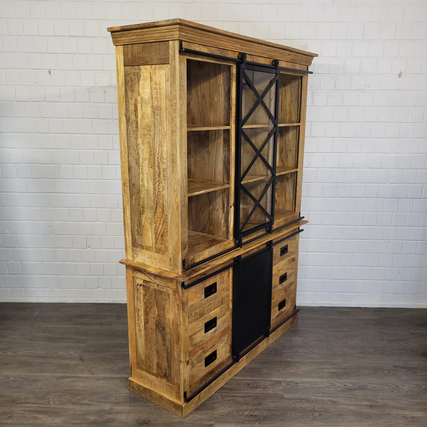 Vitrine Bücherschrank Mangoholz 1,60 m – Bild 4