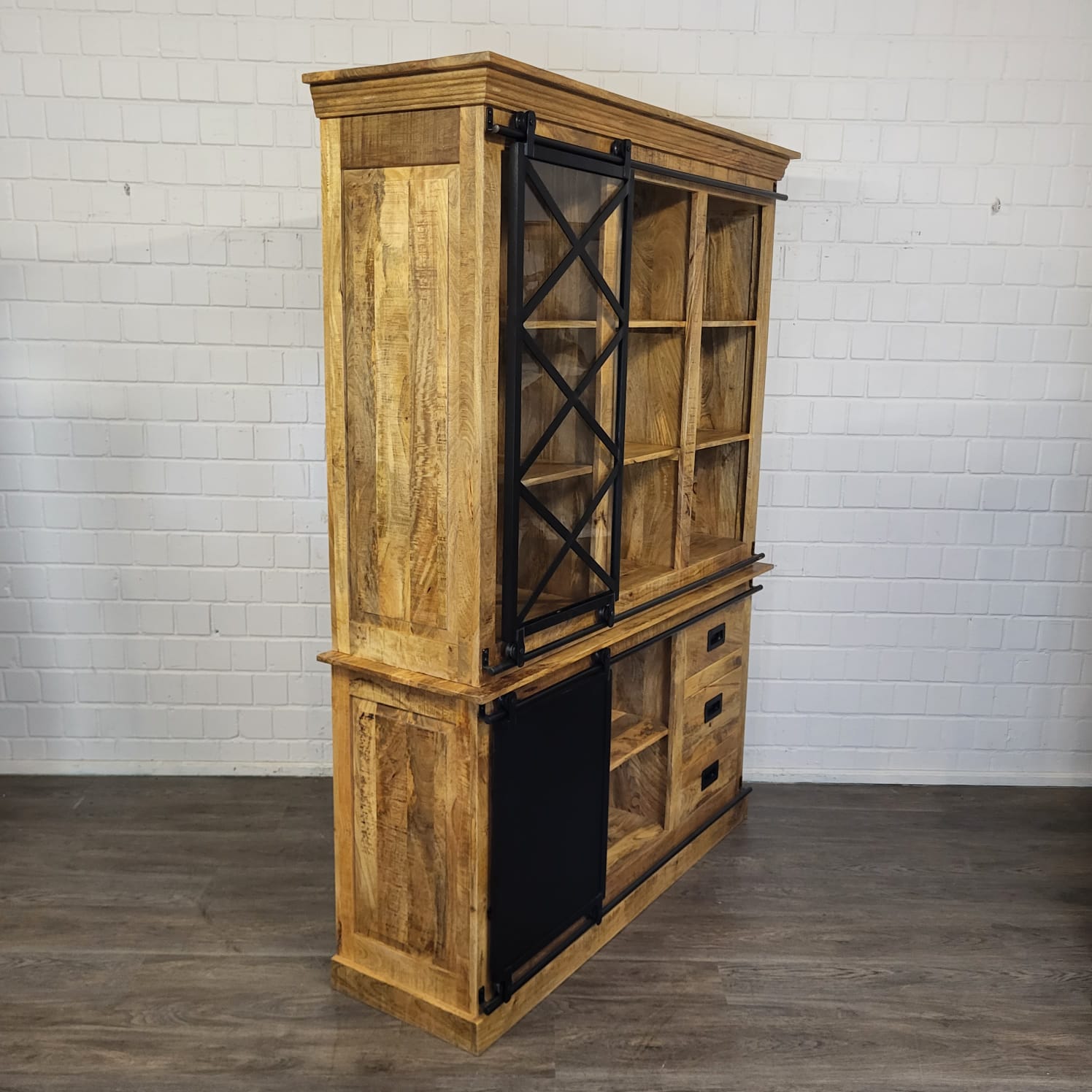 Vitrine Bücherschrank Mangoholz 1,60 m – Bild 12