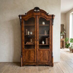 Vitrine Geschirrschrank Biedermeier 1860 Nussbaum