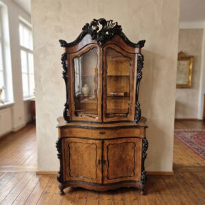Vitrine Bonheur Biedermeier 1850 Nussbaum
