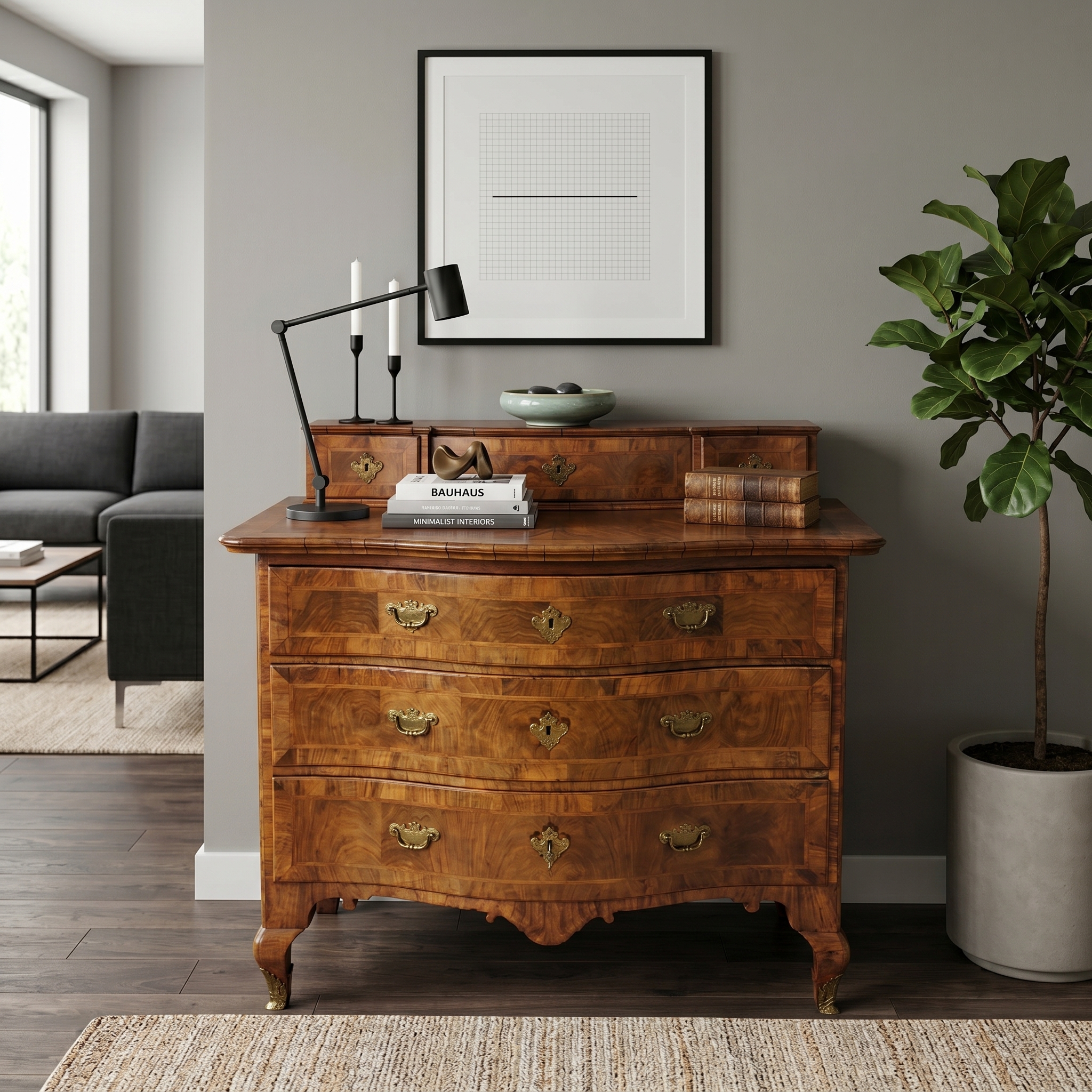 Kommode Barock 1780 Nussbaum – Bild 2