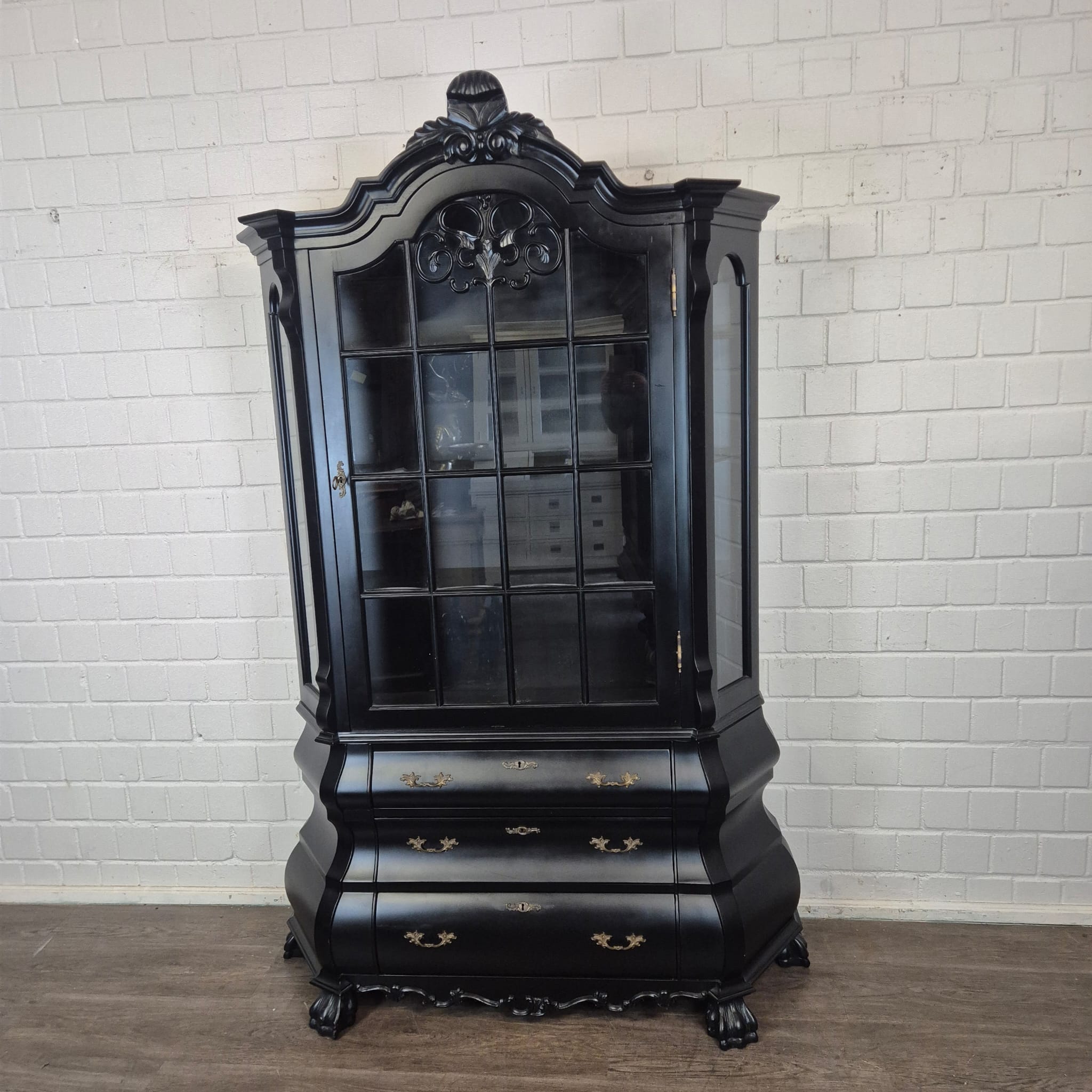 Vitrine Bücherschrank Neubarock Schwarz 1,40 m – Bild 3