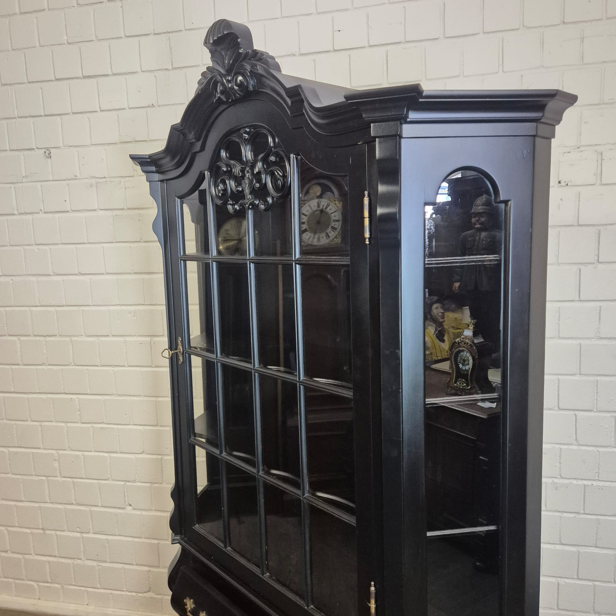 Vitrine Bücherschrank Neubarock Schwarz 1,40 m – Bild 6