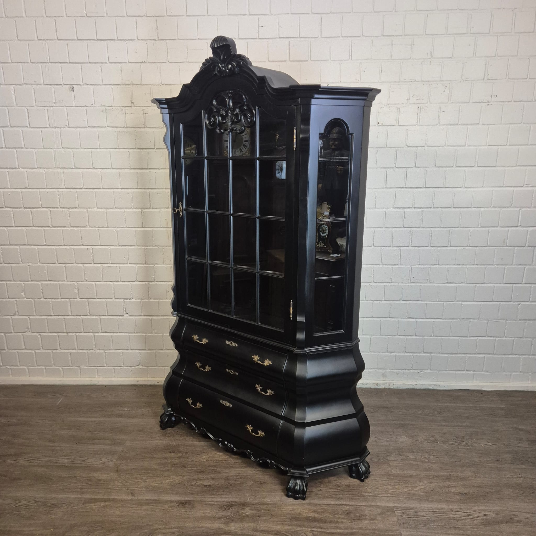 Vitrine Bücherschrank Neubarock Schwarz 1,40 m – Bild 5