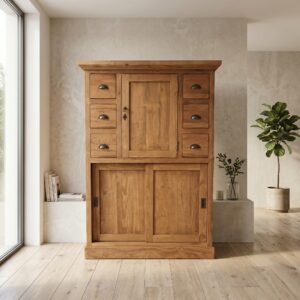 Speiseschrank Kommode Highboard Teakholz 1,09 m