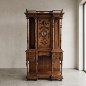 Prunk-Aufsatzschrank Kredenz Neorenaissance 1880 Nussbaum