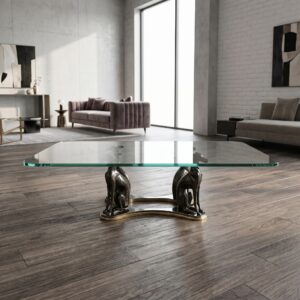 Couchtisch Windhunde Glas Bronze 1,52 m x 0,76 m