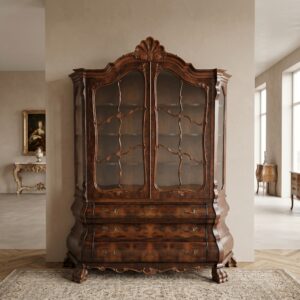 Vitrine Geschirrschrank Neubarock 1970 Nussbaum