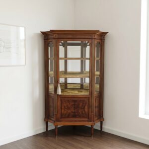 Eckschrank Eck-Vitrine Gründerzeit 1880 Nussbaum