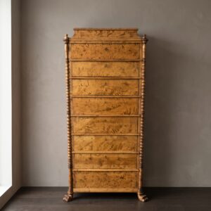 Hochkommode Spätbiedermeier 1850 Maserbirke