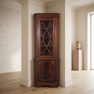 Eck-Vitrine Eckschrank Chippendale-Stil 1960 Mahagoni