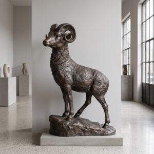 Skulptur Dekoration Widder Steinbock Bronze 1,64 m