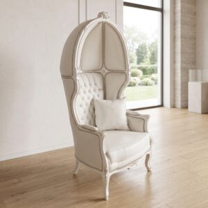 Barock-Kuppelsessel Thronsessel „Porter’s Chair“ Weiß-Silber