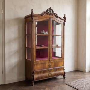 Vitrine Geschirrschrank Biedermeier 1860 Nussbaum