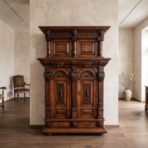 Prunkschrank Aufsatzschrank Gründerzeit 1870 Nussbaum