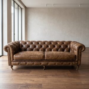 Couch Sofa Chesterfield Vintage Braun Leder 2,20 m