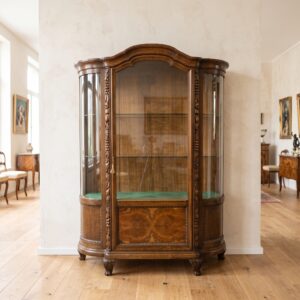 Vitrine Geschirrschrank Neubarock 1920 Eiche Nussbaum