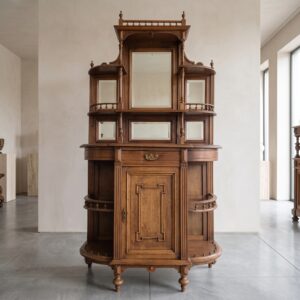 Etagèrenschrank Spiegel-Etagère Historismus 1890 Nussbaum