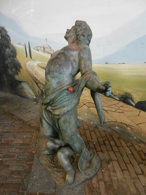 Skulptur Figur Frau mit Kind Bronze 1,08 m