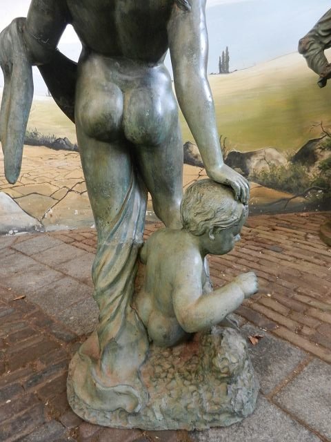 Skulptur Figur Frau mit Kind Bronze 1,08 m