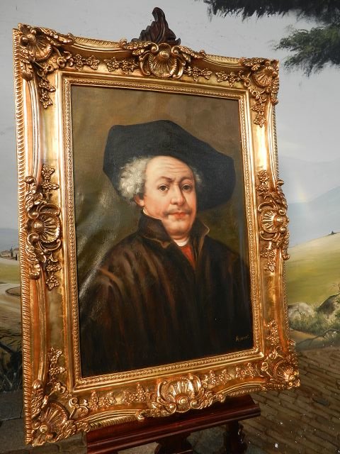 Gemälde Wandbild mit Barockrahmen Rembrandt van Rijn 0,90 m x 1,20 m