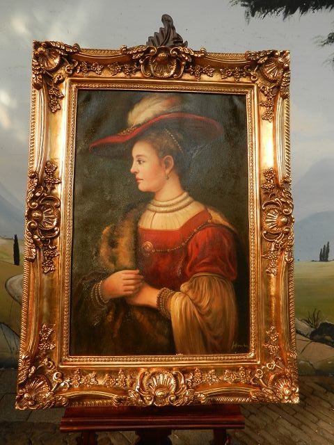 Gemälde Wandbild mit Barockrahmen 0,90 m x 1,20 m