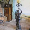 Stehlampe Lampe Frau mit Laute Bronze 2,10 m