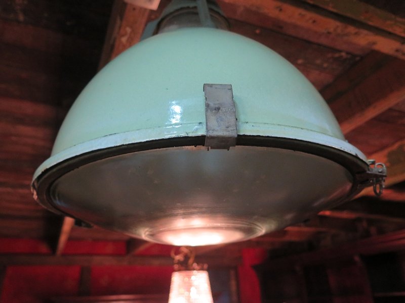 Industrielampe Hellgrün-Weiß Ø 0,45 m Emaille