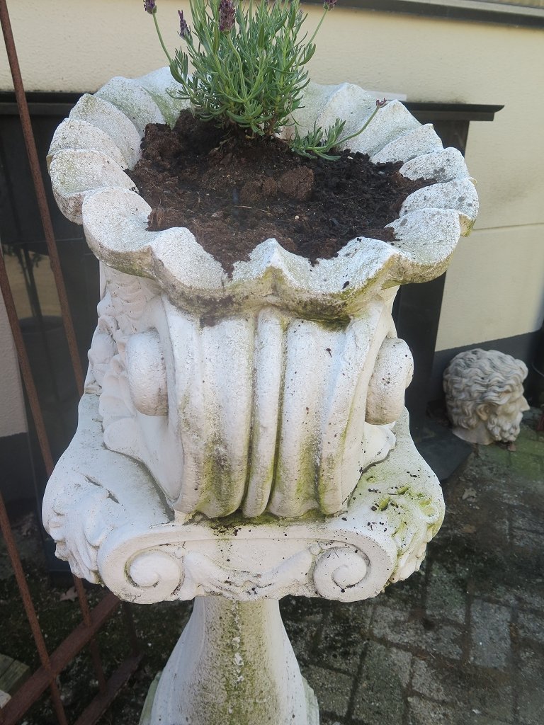 Blumenkübel auf Säule Muschel Steingut 1,15 m