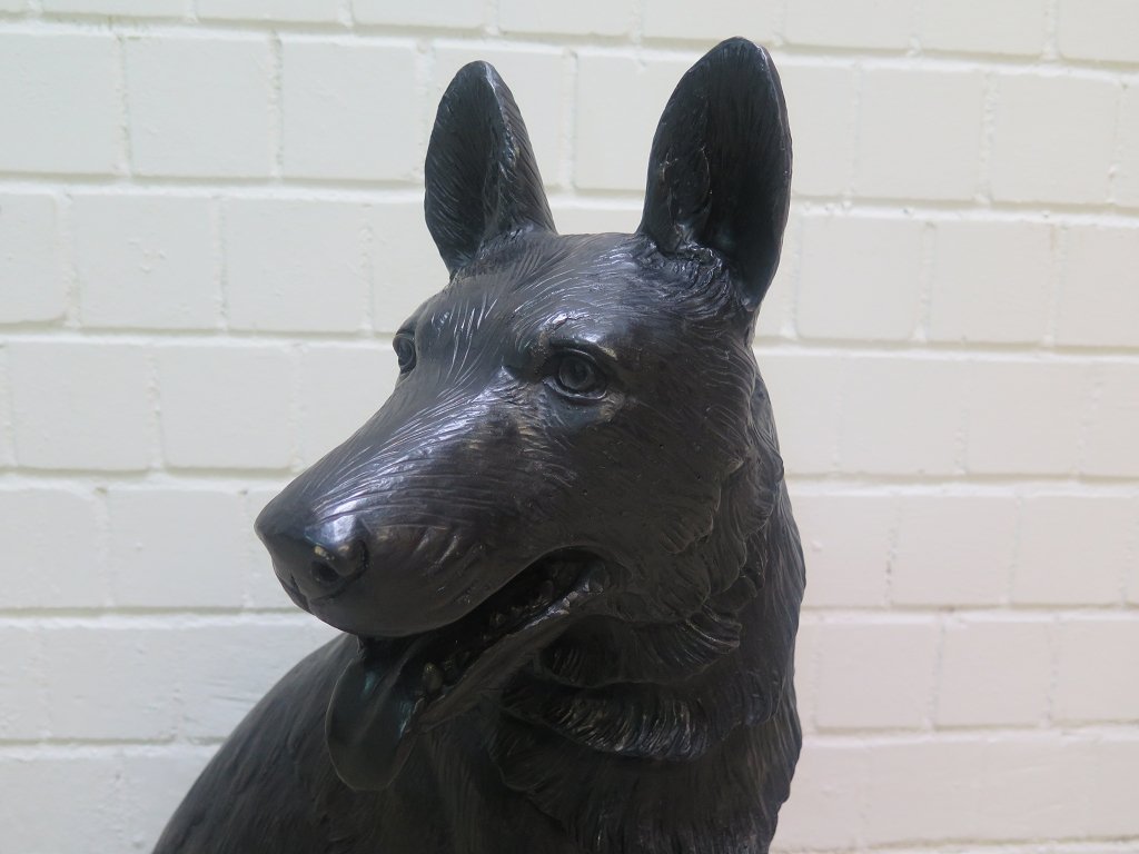 Skulptur Dekoration Schäferhund Bronze 0,85 m